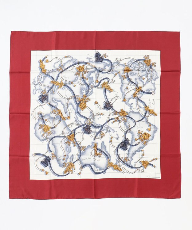 23区 マップ柄スカーフ レッド系