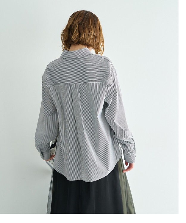 YECCA VECCA スカーフデザインアシメシャツ Stripe