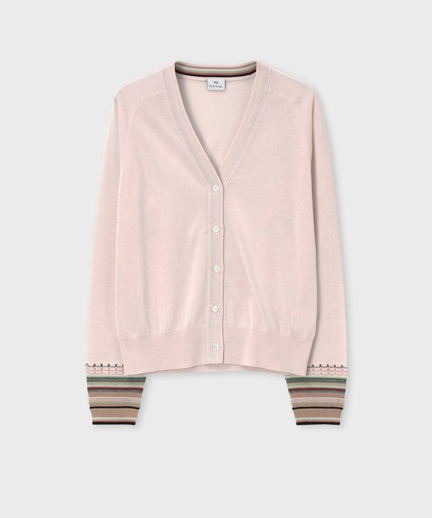 Paul Smith デザイン ステッチ Vネック カーディガン エクリュ