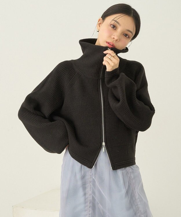 earth music&ecology ＢＩＧカラージップカーディガン Black