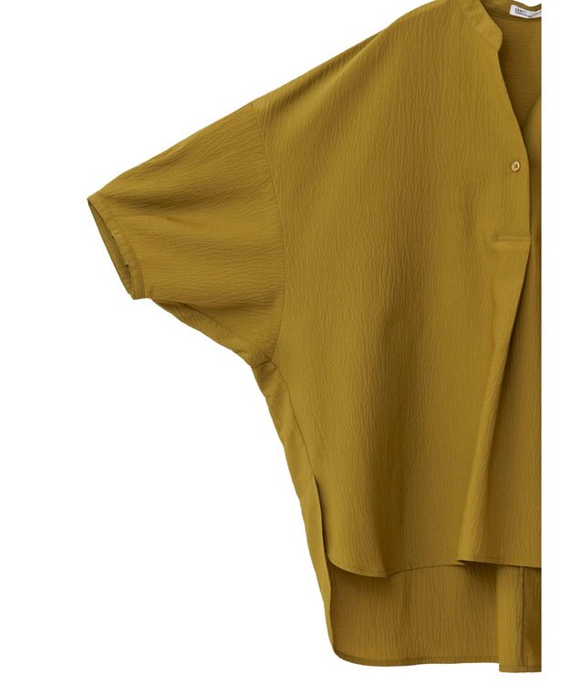 CRAFT STANDARD BOUTIQUE バンドカラーバックタック５分袖ブラウス Khaki