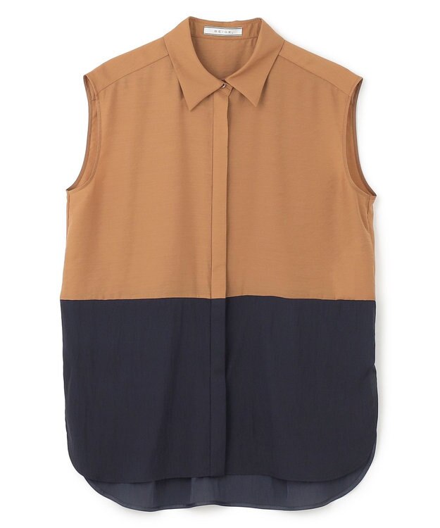 BEIGE， 【洗える】SERBES / ノースリーブブラウス Camel×Navy