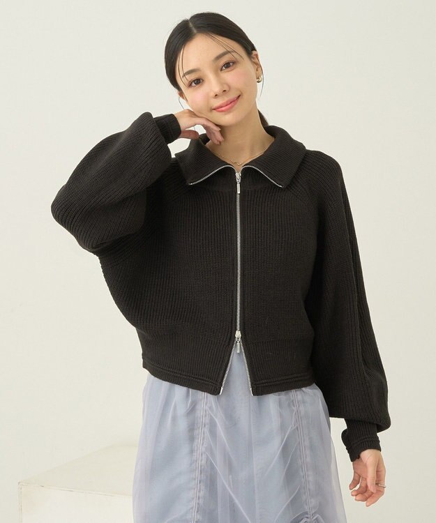 earth music&ecology ＢＩＧカラージップカーディガン Black