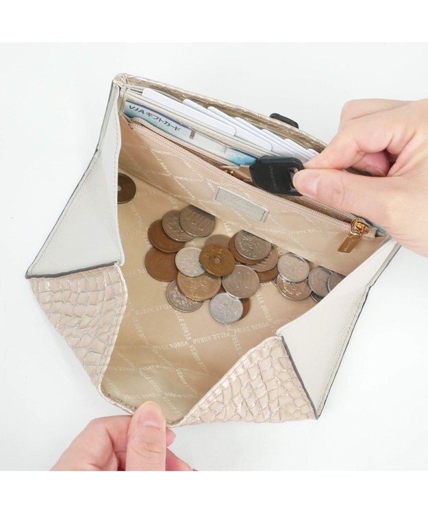 PELLE BORSA ギャルソンウォレット Rainbow Croco レインボークロコ 6101 グレージュ