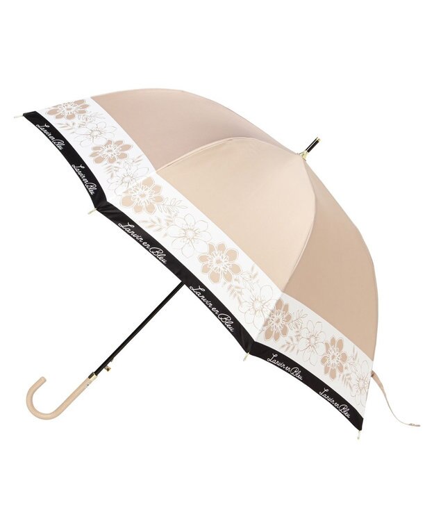MOONBAT LANVIN en Bleu 【耐風】長傘 サテンプリントフラワー ベージュ