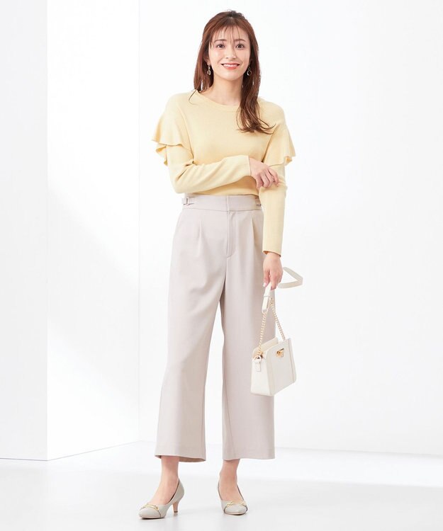 ANY SIS 【洗える】フレアディテール ニット レモンイエロー