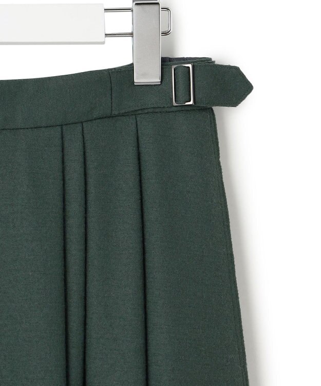 23区 【洗える】ウールミルドジャージー タック スカート ダークグリーン系