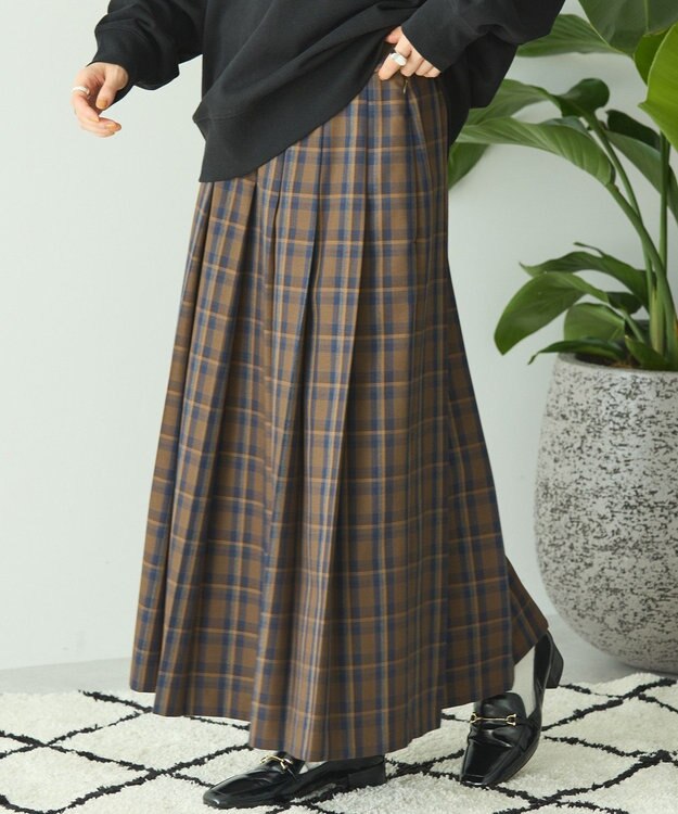 AMERICAN HOLIC T/Rタータンチェックプリーツスカート Brown