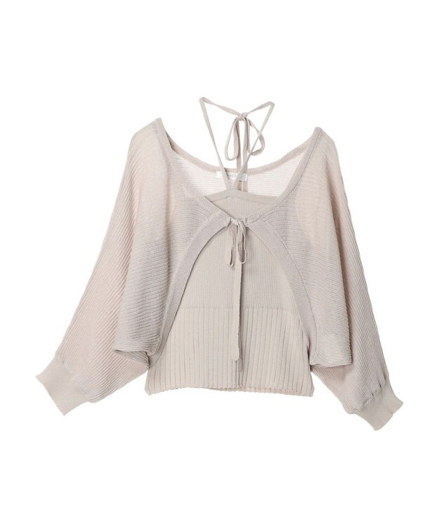 Green Parks ・swing by SET2点ニットボレロ&ニットキャミ Gray Beige