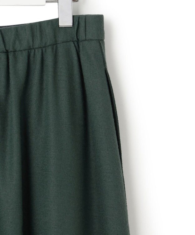 23区 L 【洗える】ウールミルドジャージー タック スカート ダークグリーン系