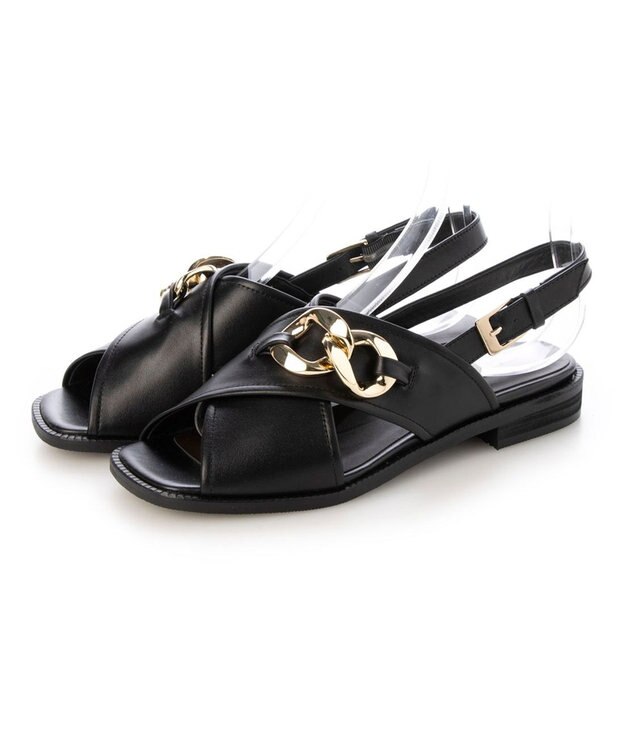 ing <ing>チェーンモチーフサンダル ブラック