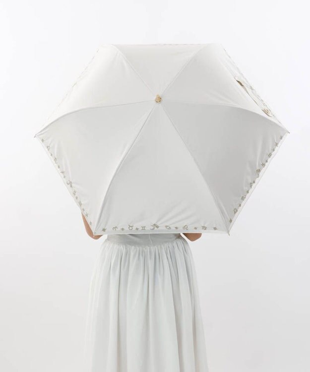 AURORA Beaurance （ビューランス）刺繍縁オーガンジー晴雨兼用傘（折りたたみ傘） クリーム