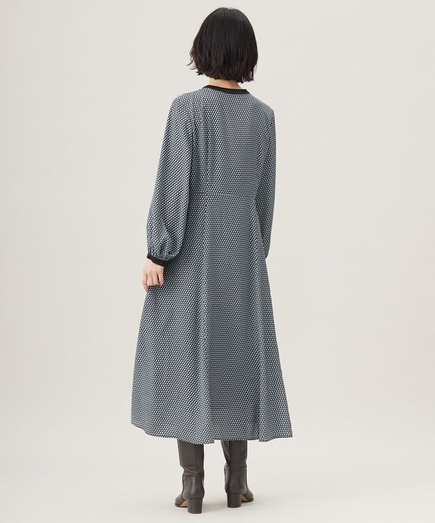 自由区 S 【洗える】ジオメトリックハートプリント ワンピース アクア系