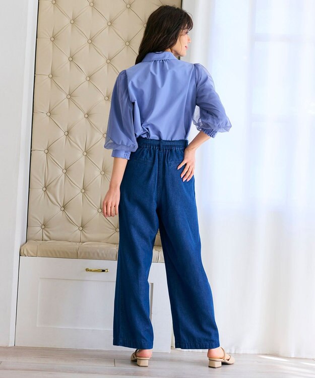 Feroux ベルト付き テンセルデニム ワイドパンツ ネイビー系