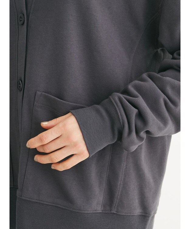 Green Parks ミニ裏毛Ｖネックカーディガン Dark Gray