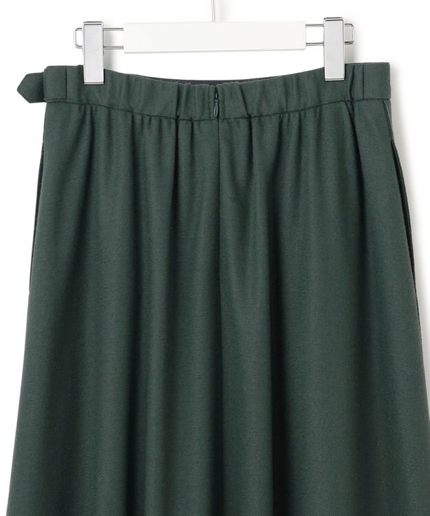 23区 S 【洗える】ウールミルドジャージー タック スカート ダークグリーン系