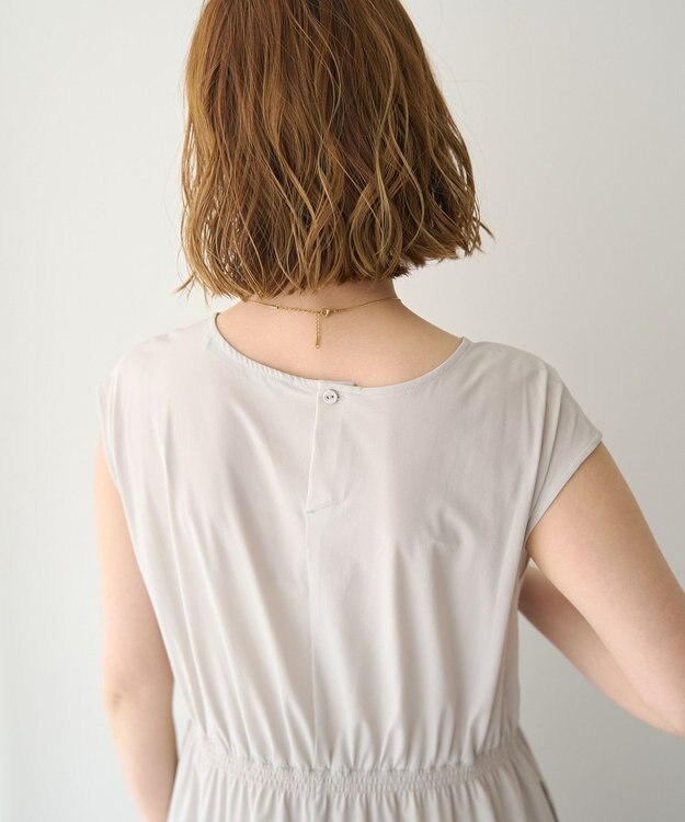 YECCA VECCA 【UVカット/接触冷感/遮熱】ギャザーロングワンピース Light Beige