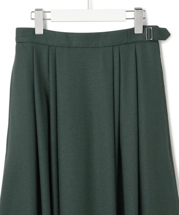 23区 【洗える】ウールミルドジャージー タック スカート ダークグリーン系