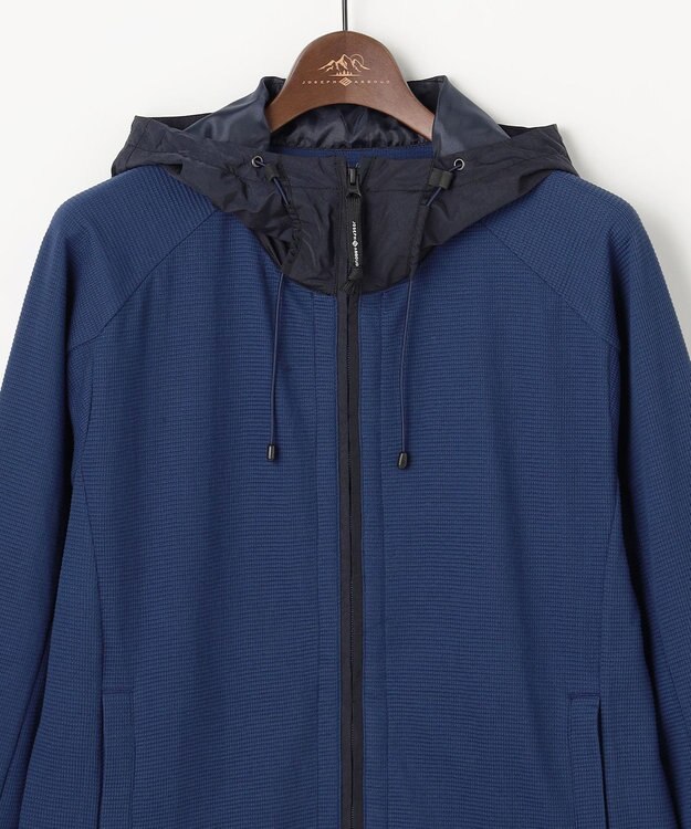 JOSEPH ABBOUD MOUNTAIN 【異素材コンビネーション】グリットワッフルアクティブパーカー ブルー系