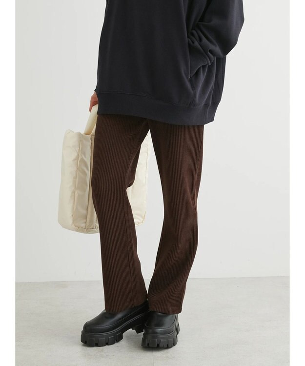 Green Parks リブ見えカットコールパンツ Brown