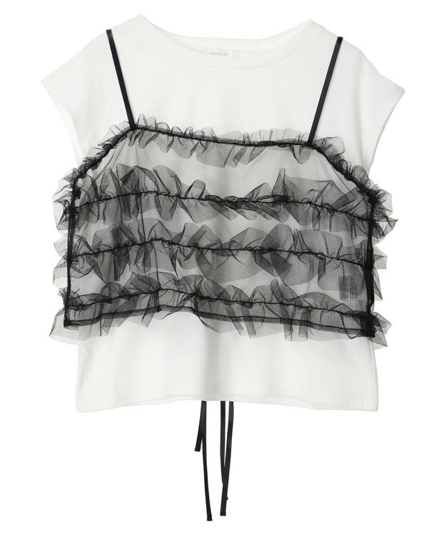 Green Parks ・ｓｗｉｎｇ　ｂｙ　ＳＥＴ２点チュールビスチェ＆フレンチＴ Off White