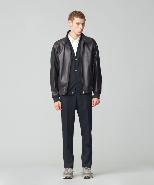 J.PRESS MEN ナッパレザー ゴルフジャケット ダークブラウン系