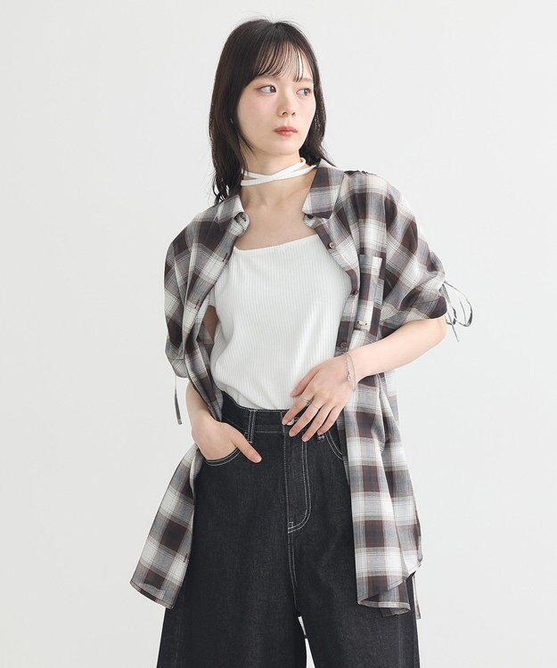 earth music&ecology マルチｗａｙネックホルターレースタンク Off White