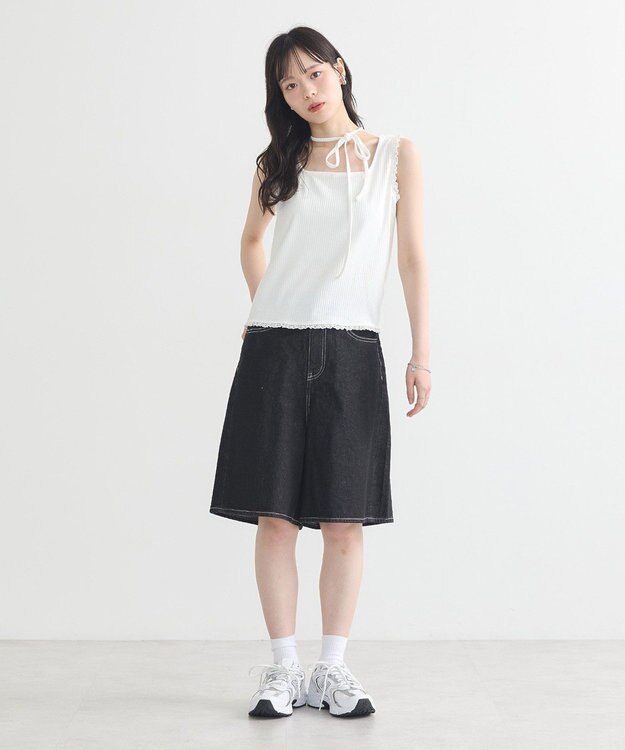 earth music&ecology マルチｗａｙネックホルターレースタンク Off White