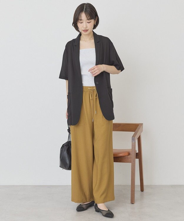 AMERICAN HOLIC 【接触冷感】シアーテーラード半袖ジャケット Black