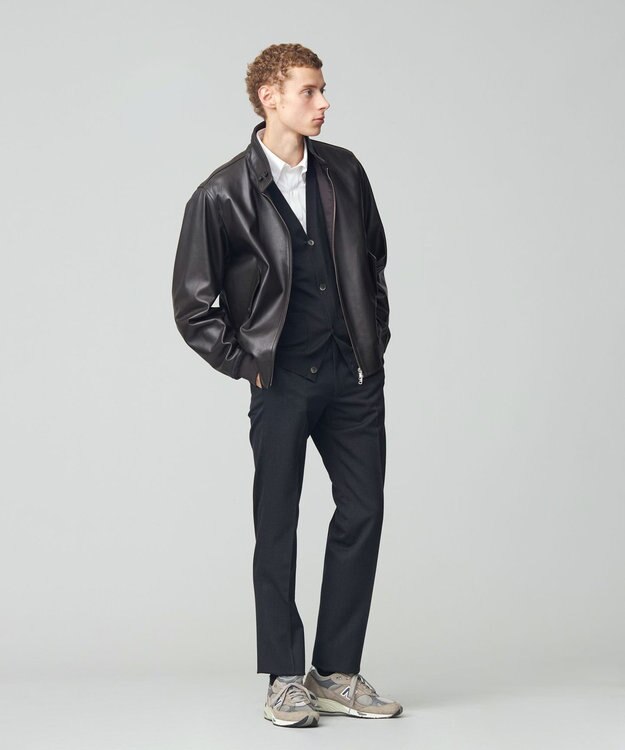 J.PRESS MEN ナッパレザー ゴルフジャケット ダークブラウン系