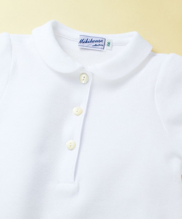 MIKI HOUSE HOT BISCUITS 【ミキハウス】【95-130cm】 カノコ素材の半袖ポロシャツ(丸襟) 白