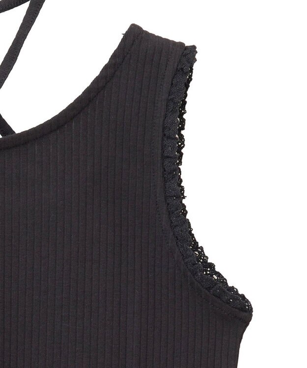 earth music&ecology マルチｗａｙネックホルターレースタンク Black