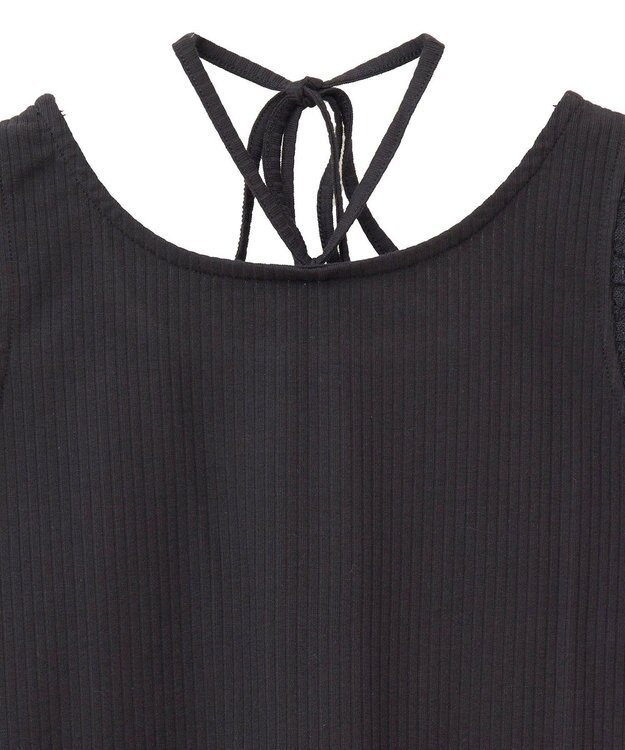 earth music&ecology マルチｗａｙネックホルターレースタンク Black