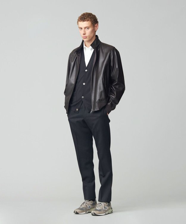 J.PRESS MEN ナッパレザー ゴルフジャケット ダークブラウン系