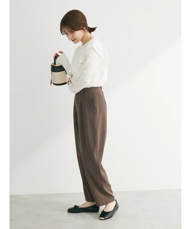 Green Parks ワンタックカーヴィーパンツ Brown