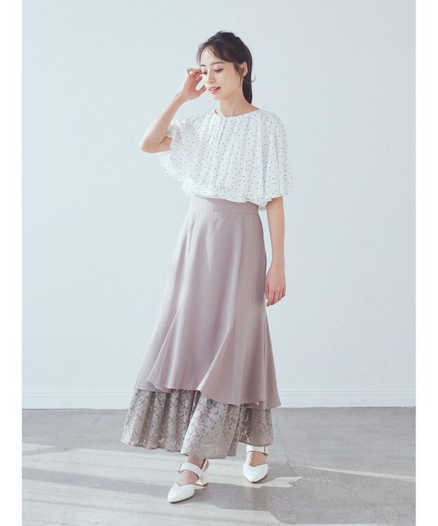 earth music&ecology ケープカラーブラウス Off White