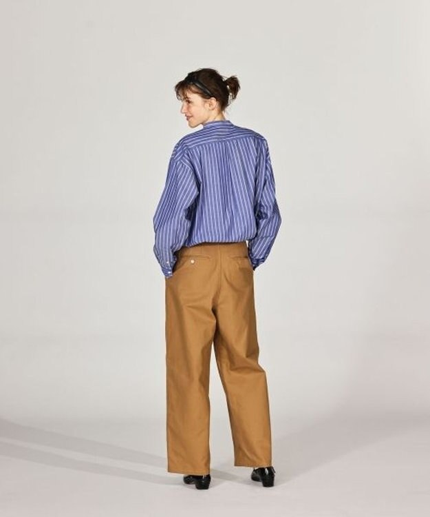 LENO BAND COLLAR SHIRTS 《UNISEX》 バンドカラーシャツ BLUE STRIPE