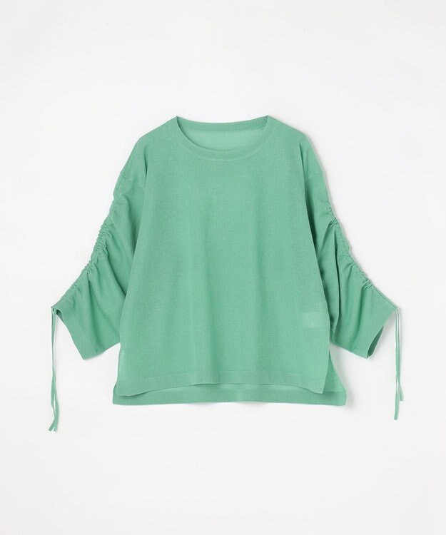 ANY シアーシャーリングスリーブニット グリーン