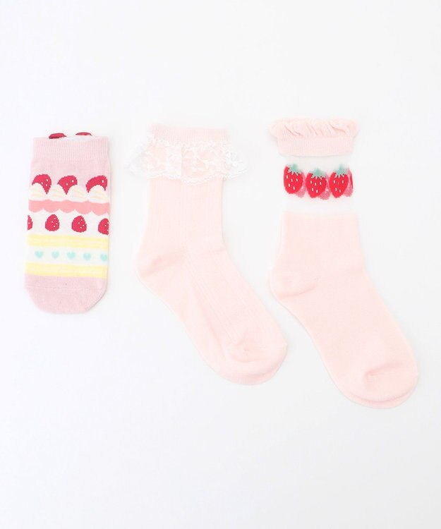 ANY KIDS 【3点セット】ソックス （イチゴ） ピンク