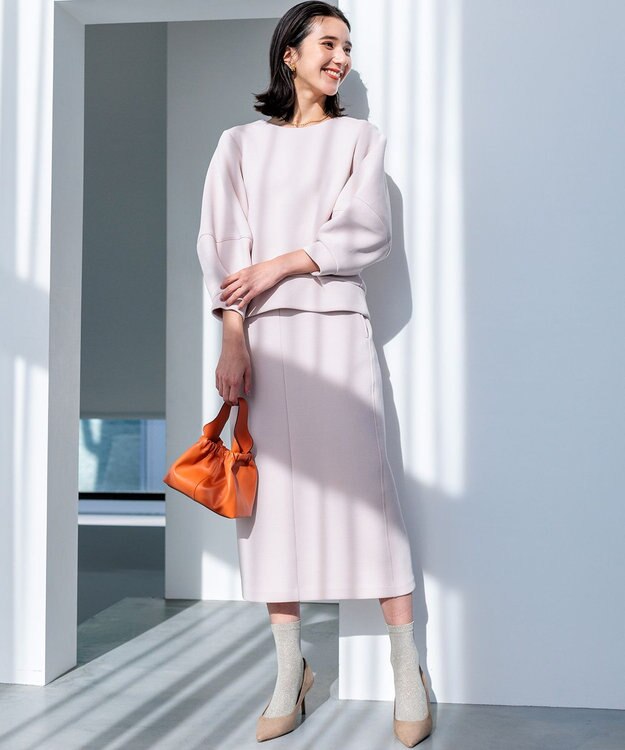 組曲 【WEB限定】ストレッチダンボール タイトスカート ローズ系