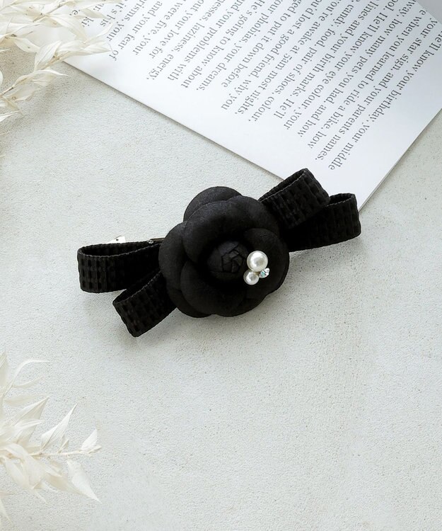 Tiaclasse 【安田美沙子さん着用・選べる2TYPE】ローズモチーフバレッタ ブラック×ブラックA