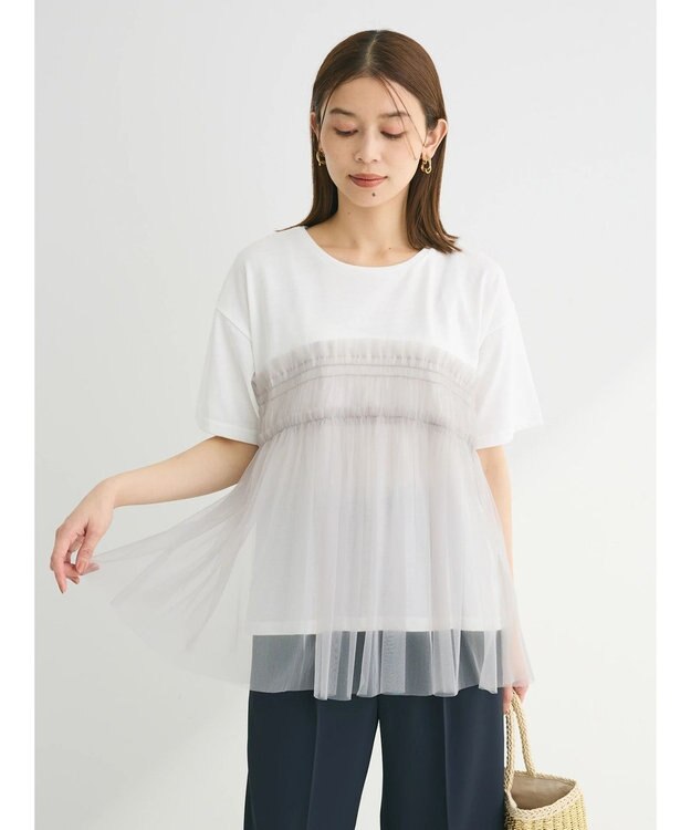 Green Parks ・ＥＬＥＮＣＡＲＥ　ＤＵＥ　チュールドッキングＴＥＥ Off White