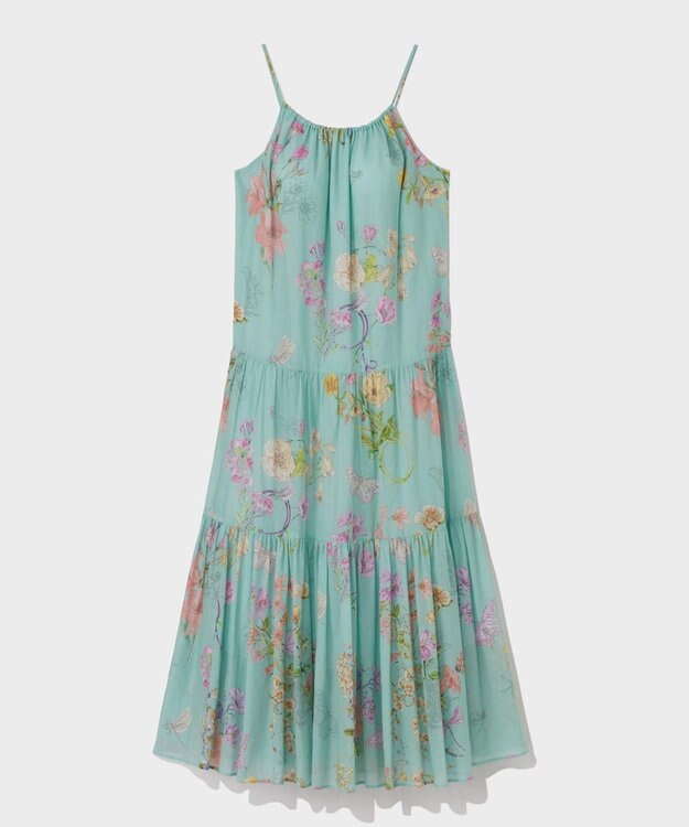 GRACE CONTINENTAL ボタニカルティアードドレス ミント