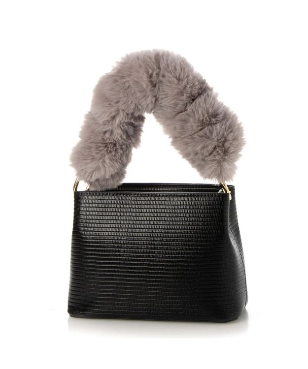 UNBILLION cachecache スパイラルエコファーハンドルスクエアミニショルダー ブラック