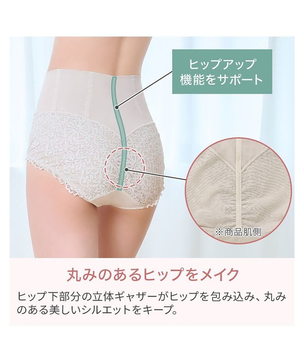 BRADELIS New York 【カヤビューティーラボ】レーシーハイウエストショーツ25 深め ハイウエスト お腹すっきり 補正 補整下着 シアーグレージュ