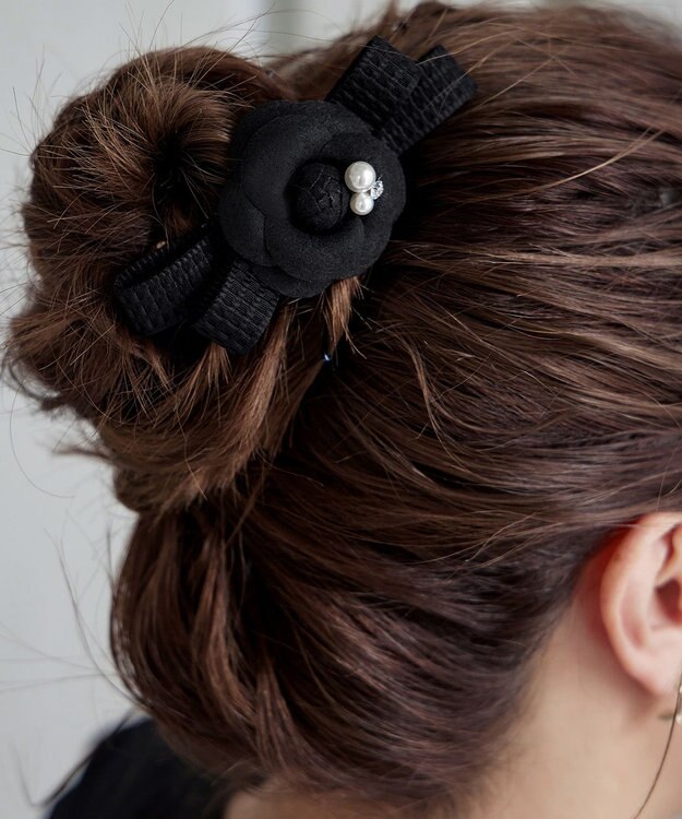 Tiaclasse 【安田美沙子さん着用・選べる2TYPE】ローズモチーフバレッタ ブラック×ブラックA