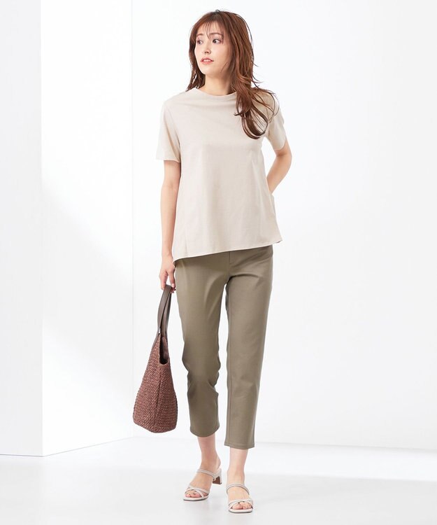 ANY SIS 【撥水】サテンストレッチビューティ パンツ ライトカーキ