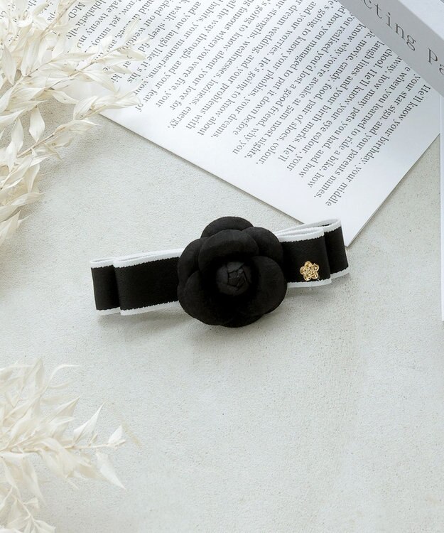Tiaclasse 【安田美沙子さん着用・選べる2TYPE】ローズモチーフバレッタ ブラック×ブラック