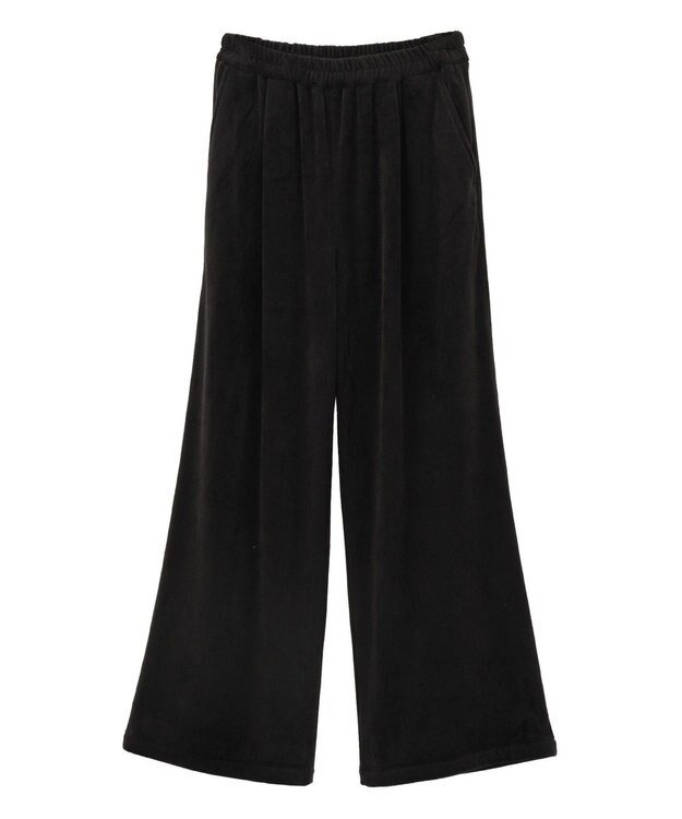 Green Parks ぽかぽか裏起毛ベロアイージーパンツ Black