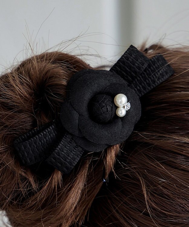 Tiaclasse 【安田美沙子さん着用・選べる2TYPE】ローズモチーフバレッタ ブラック×ブラックA